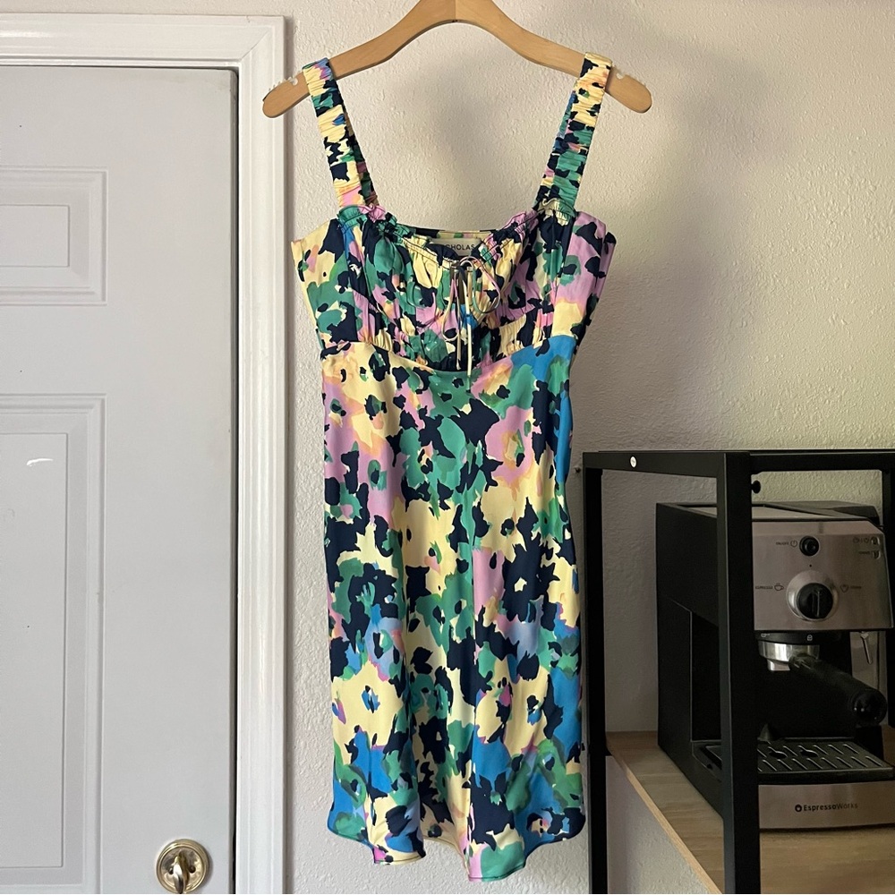 NWOT NICHOLAS multicolor floral viscose sleeveless mini dress